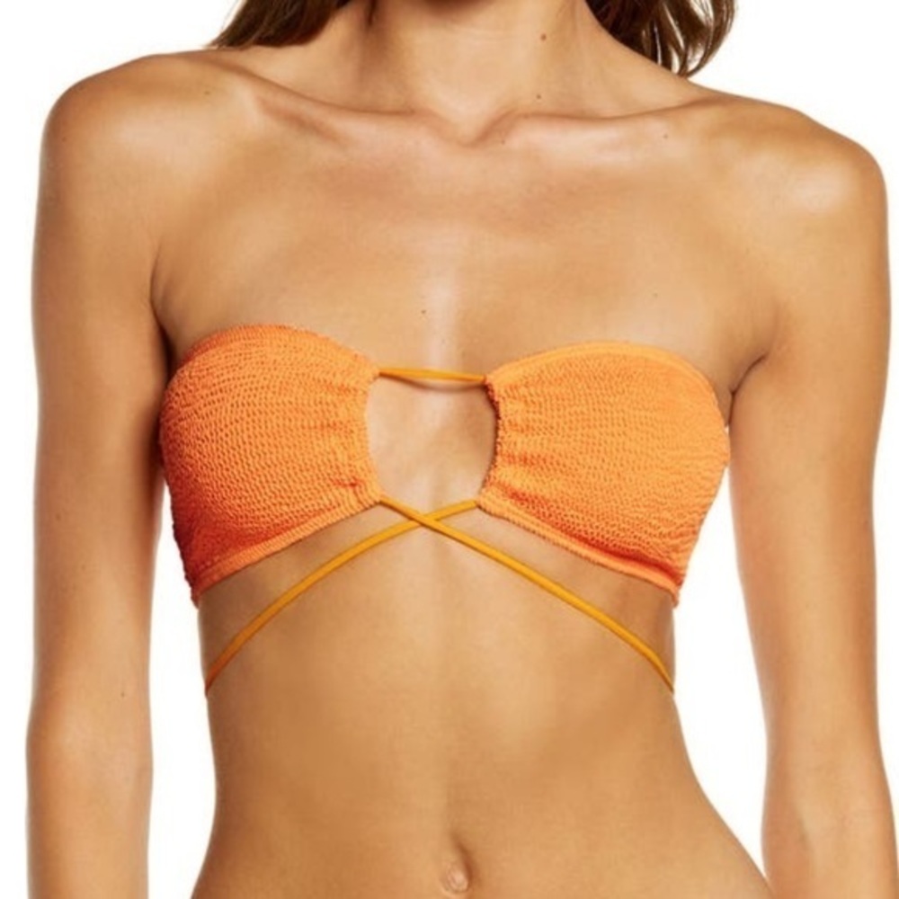 Bond-eye Margarita Bikini Top in Tangerine Eco, OS, $110